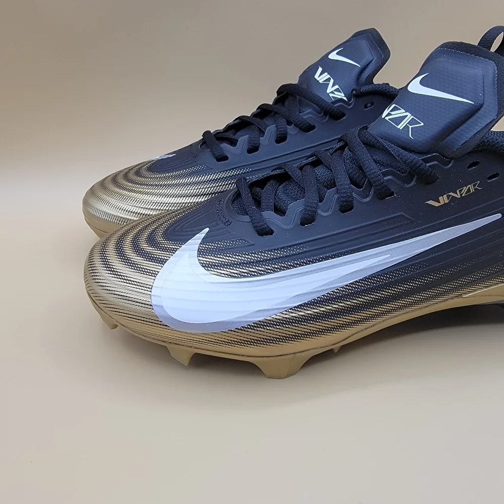 Nike Vapor Speed 3 Black Gold White Football Cleats Men's Size 8.5 Low Top New
